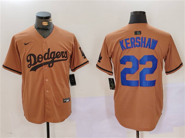 Los Angeles Dodgers #22 Clayton Kershaw Brown Cool Base Stitched Jersey